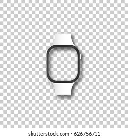 Electronic watch body without screen on transparent background. Template framework. Insert your picture. Vector illustration.
