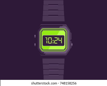 Electronic watch. Hand watch vector illustration