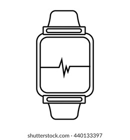 electronic watch with media screen front view over isolated background,vector illustration