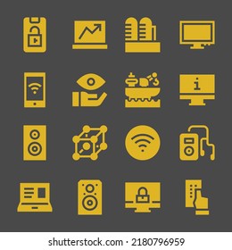 electronic web icons. Lock phone and Laptop, Monitor and Monitor symbol, vector signs