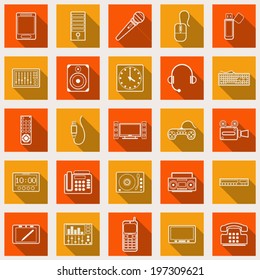 Electronic web square vector icons collection