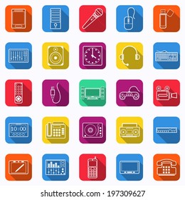 Electronic web square vector icons collection
