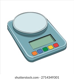 Escala de pesaje electrónica con Arte vectorial de pantalla de lectura digital aislado sobre fondo blanco