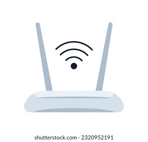 Electronic wifi router sticker concept. Wireless internet connection. Modern technologies and digital world. Template, layout and mock up. Cartoon flat vector illustration isolated on white background