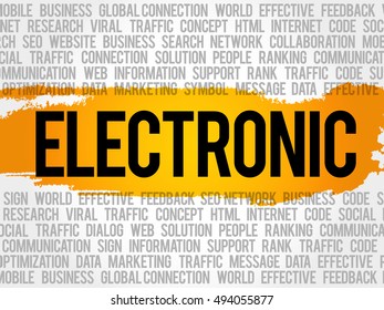 ELECTRONIC word cloud collage, business concept background