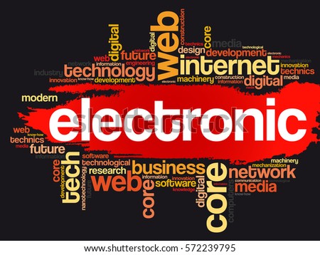 ELECTRONIC word cloud, technology business concept background