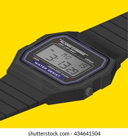 Electronic wrist watches  black vector illustration ready for print