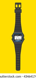 Electronic wrist watches black vector illustration ready for print
