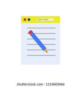 electronic writing colored icon on white background