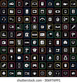 electronics 100 icons universal set for web and mobile
