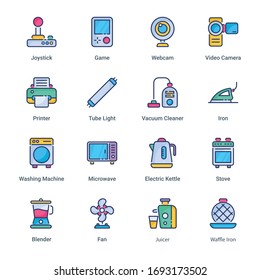 Electronics and Appliances  filled line Icons - stroke, vector