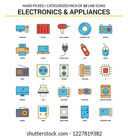 Electronics and Appliances Flat Line Icon Set - Business Concept Icons Design