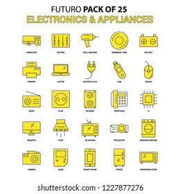 Electronics and Appliances Icon Set. Yellow Futuro Latest Design icon Pack