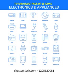Electronics and Appliances Icons - Futuro Blue 25 Icon pack