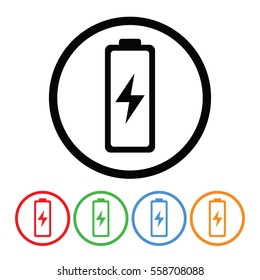 Electronics Battery Icon with Four Color Variations