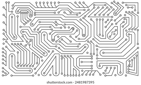 Elektronik-Platine im Farbstil. Hightech-Platine Vektorgrafik Hintergrund. In: Artificial Intelligence Circuit Line Style. Intelligente Netzwerk-KI, digitale Technologie. Futuristischer Mikrochipprozessor