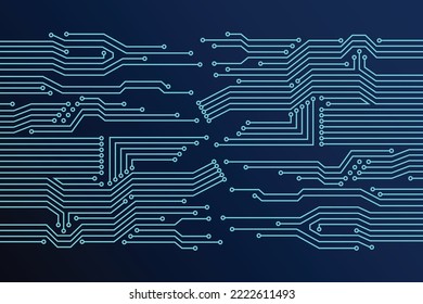 Electronics board. High tech digital data connection system concept. Circuit engineering technology. Computer electronic printed circuit board microcircuit design