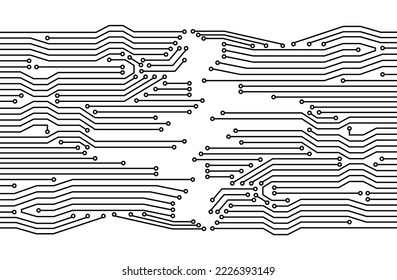 Electronics board. High tech digital data connection system concept. Circuit engineering technology. Computer electronic printed circuit board microcircuit design