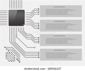 Electronics Circuit Board With Micro Chip Infographics , Vector Illustration