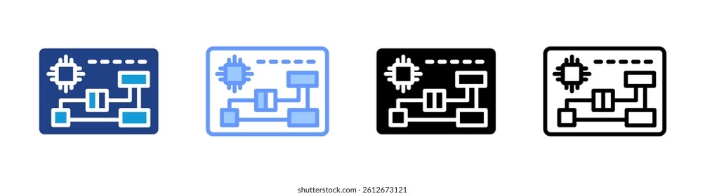 Electronics Circuit icon set multiple style collection
