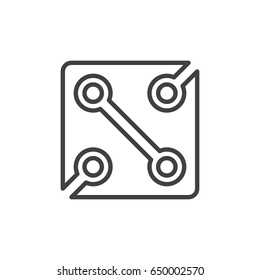 Electronics circuit line icon, outline vector sign, linear style pictogram isolated on white. Symbol, logo illustration. Editable stroke. Pixel perfect