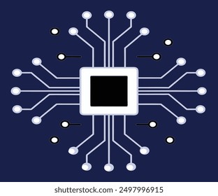  Concepto de electrónica y tecnología informática. Ilustración vectorial. Conectores de chip