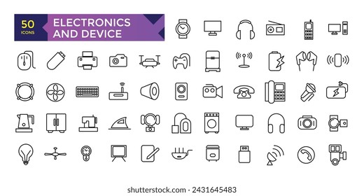 Electronics and Device and technology line icon set. Electronic devices and gadgets, computer, equipment and electronics. 