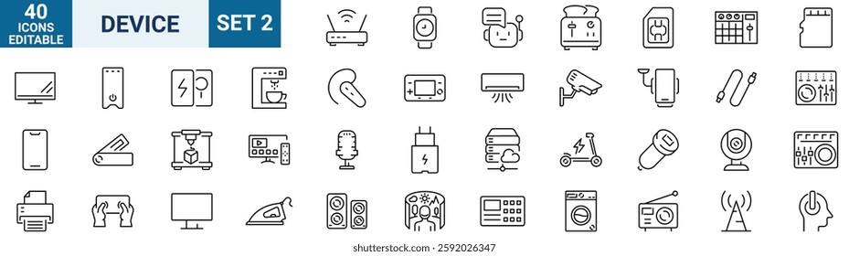 Electronics and Devices web icons in line style. Computing, social network, management, internet, network, programming, Internet connection collection. Vector illustration.