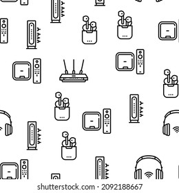 Electronics Digital Technology Vector Seamless Pattern Thin Line Illustration