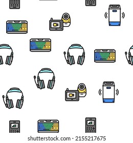 Electronics Digital Technology Vector Seamless Pattern Thin Line Illustration