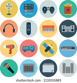 Electronics flat icons. usb and computer, camera and battery loudspeaker and speaker, vector illustration for web and mobile application