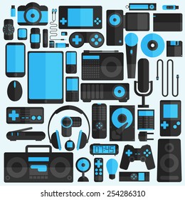 Electronics and gadgets icons set