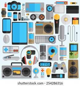 Electronics and gadgets icons set