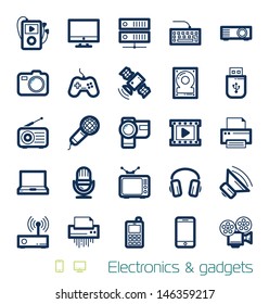 Electronics and gadgets icons set Perfect lines