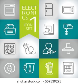 Electronics geometry modern Vector icons set 
