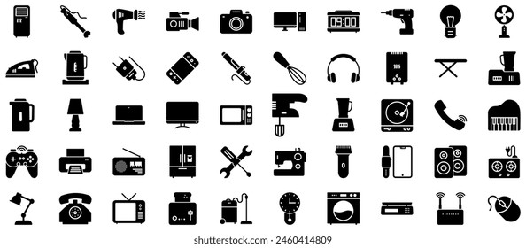 Electronics Glyph icon pictogram symbol visual illustration Set