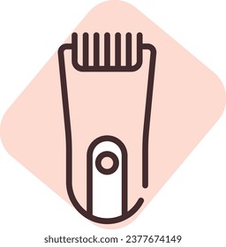 Electronics hair trimmer, illustration or icon, vector on white background.