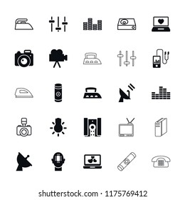 Electronics icon. collection of 25 electronics filled and outline icons such as laptop with heart, satellite, battery. editable electronics icons for web and mobile.