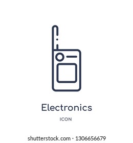 electronics icon from museum outline collection. Thin line electronics icon isolated on white background.