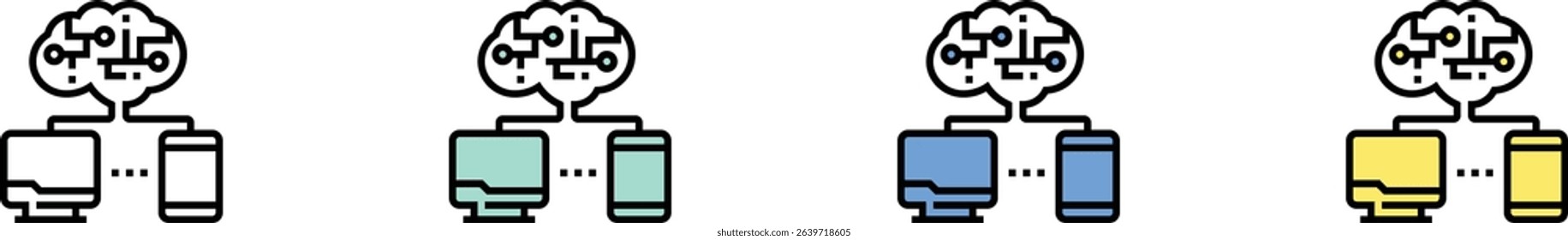 electronics icon. Outline, Green, Blue and Yellow Style Design Isolated On White Background