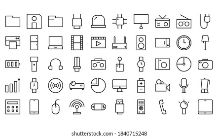 Paquete de iconos de electrónica. con estilo de línea de concepto minimalista. adecuado para su proyecto.Generar paquete de iconos. con estilo de línea de concepto minimalista. adecuado para su proyecto.