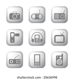 Electronics icon set. Button