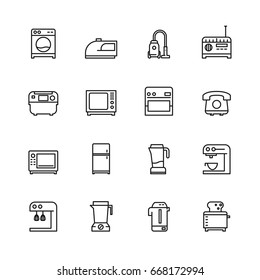 Electronics icon set. house appliances icon. technology kitchenware icon simple set 