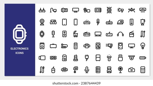 electronics icon set. line icon collection. Containing icons. 