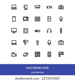 Electronics icon set or pack with outline style vector design
