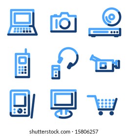Electronics icons, blue contour series
