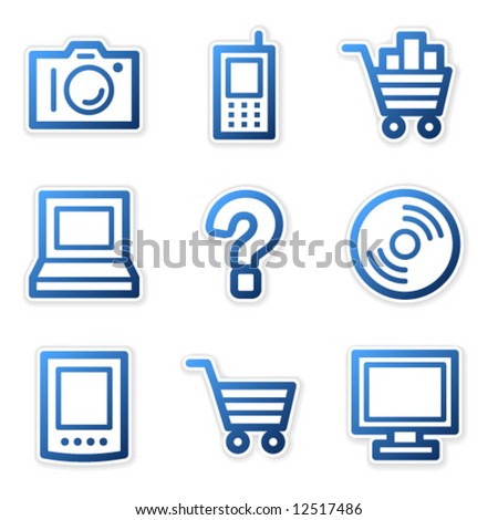 Electronics icons, blue contour series