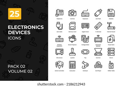 Colección de iconos electrónicos. Set contiene Iconos como televisión, smartphone, computadora, tablet y más.