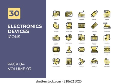 Sammlung der Elektroniksymbole. Set enthält Symbole wie Fernsehen, Smartphone, Computer, Tablet und mehr.