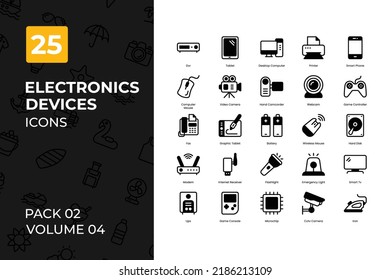 Sammlung der Elektroniksymbole. Set enthält Symbole wie Fernsehen, Smartphone, Computer, Tablet und mehr.